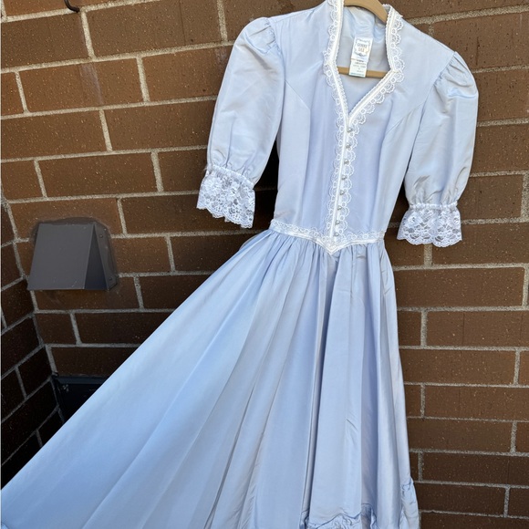 Gunne Sax | Dresses | Gunne Sax Blue Dress With Lace Accents | Poshmark